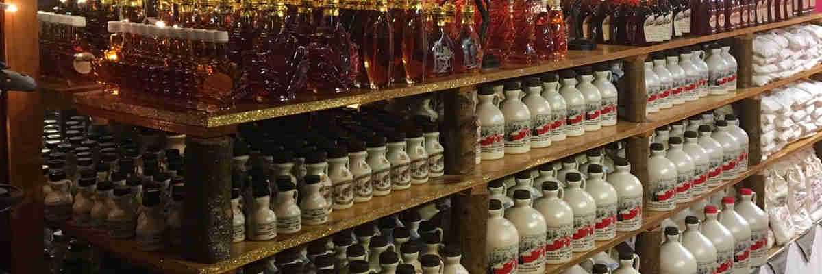 shelves with maple syrup